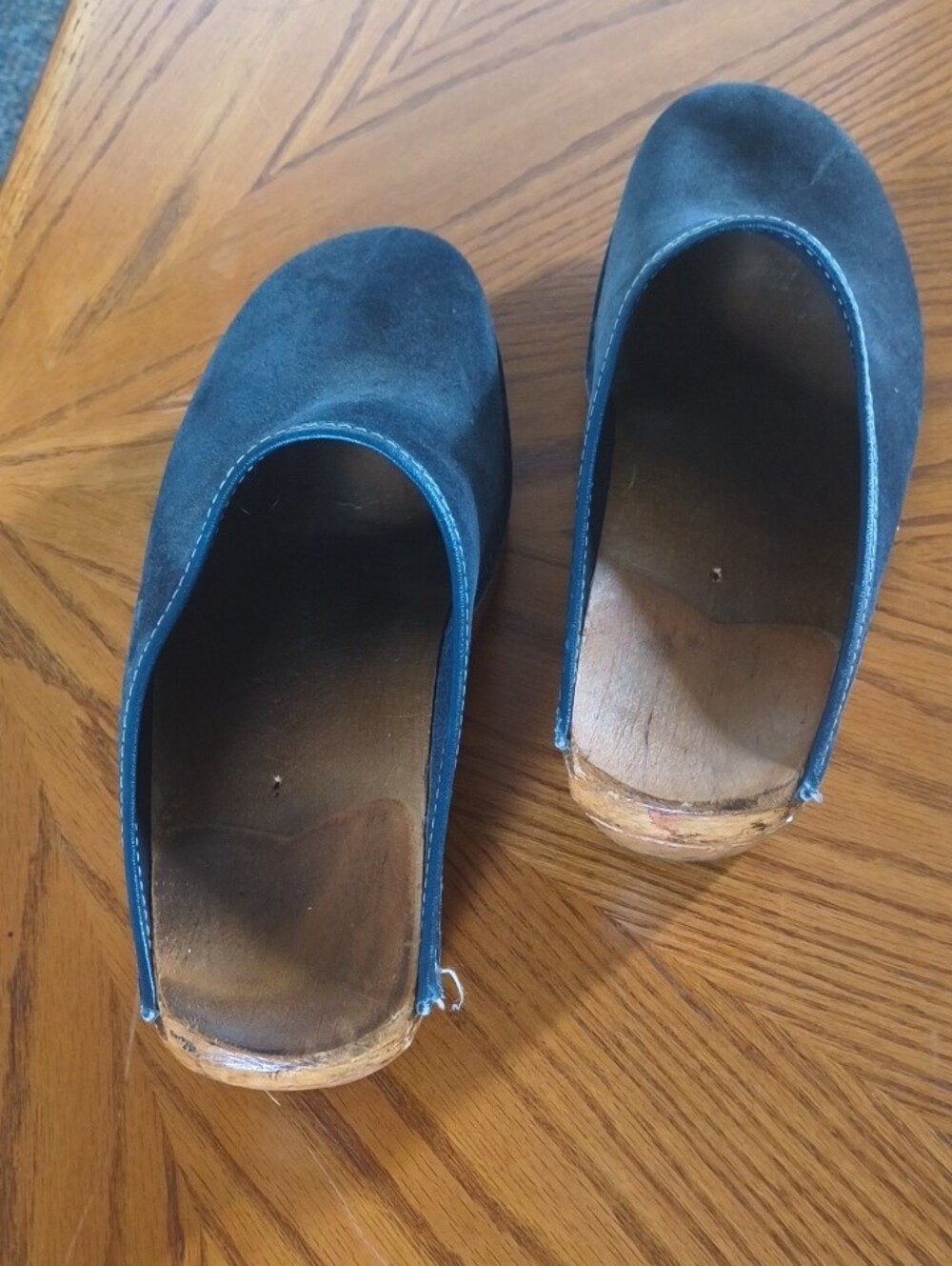Men's Vintage Navy Suede Clog Mules Sz 44 - Picture 2 of 9